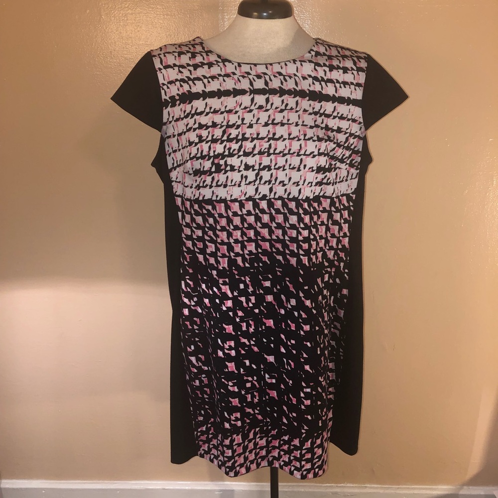 New York Co. pink/black/white print dress